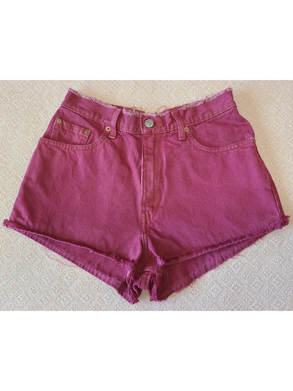 Vintage Levi's High Rise Cut-Off Denim Shorts Dark Pink Women's Size 27" Waist